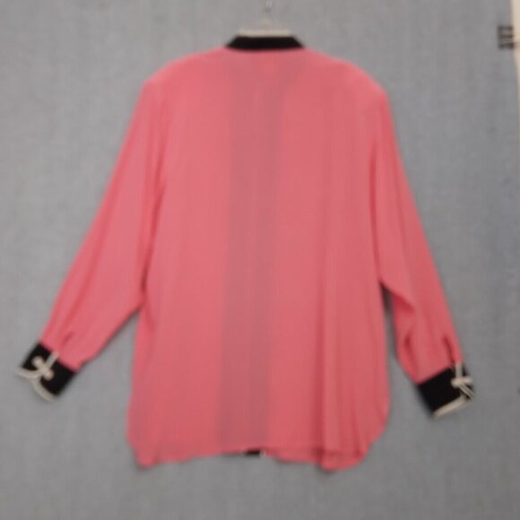 Bob Mackie | 2 Pc Dragonfly Pink Mandarin Collar Silk Blouse w/tank | Size XL - Picture 4 of 12